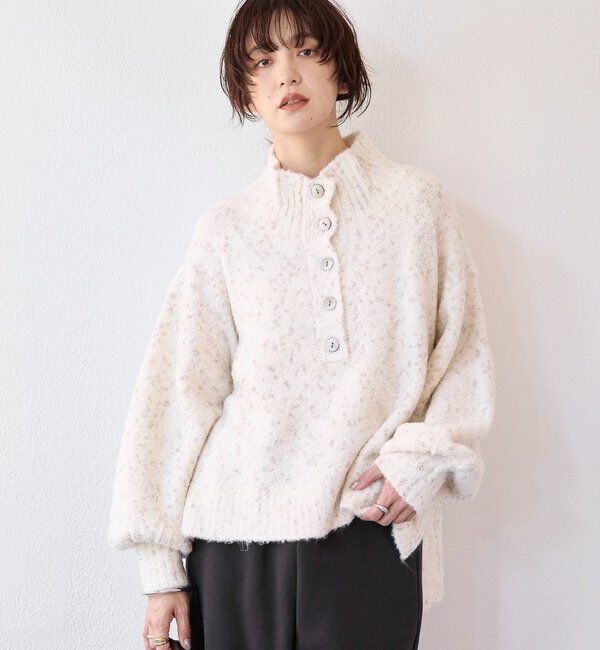  「【キャッチーな編地】ラメノット2wayタートル」|ニット・セーター|