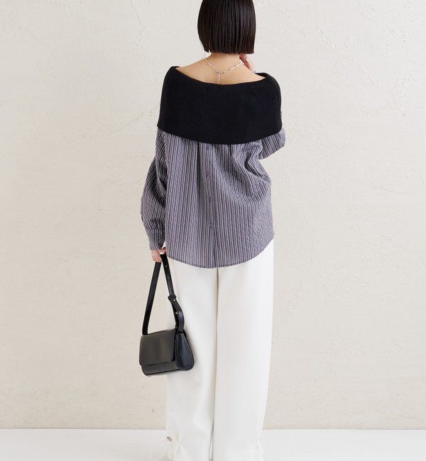  「オフショルリブストライプシャツ」|シャツ・ブラウス|