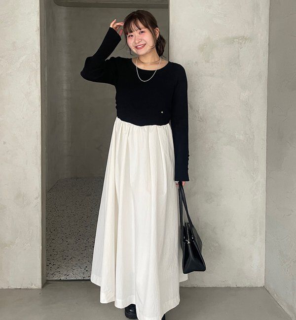  「【@__misa__03企画】プレート付きドッキングワンピース」|ワンピース|ブラック