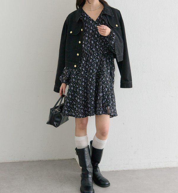  「カシュクールフラワーミニワンピース」|ワンピース|