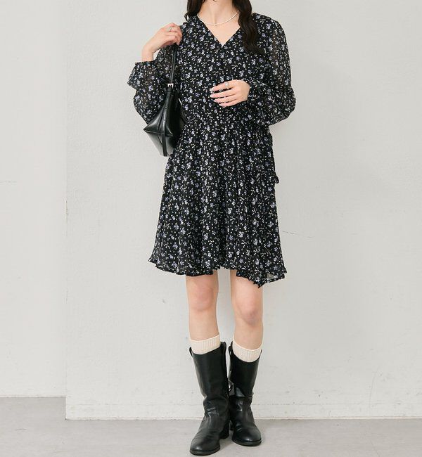  「カシュクールフラワーミニワンピース」|ワンピース|