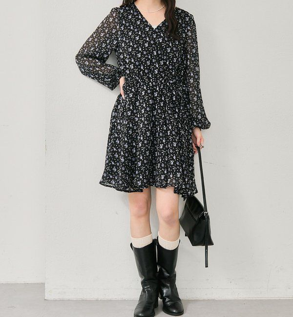  「カシュクールフラワーミニワンピース」|ワンピース|