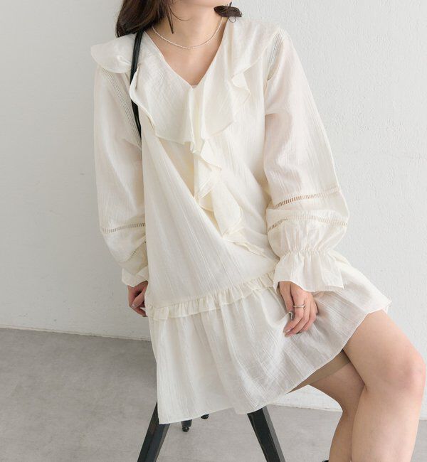  「ラッフルティアードミニワンピース」|ワンピース|アイボリー
