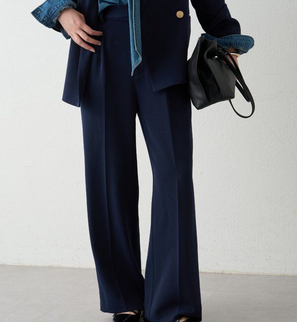  「セミワイドパンツ」|チノ|ネイビー