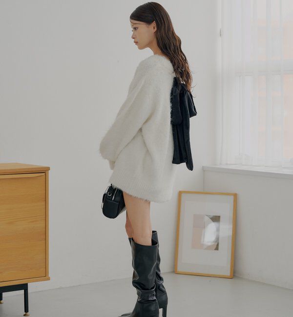  「2wayバックオープンベロアリボンルーズニット」|ニット・セーター|