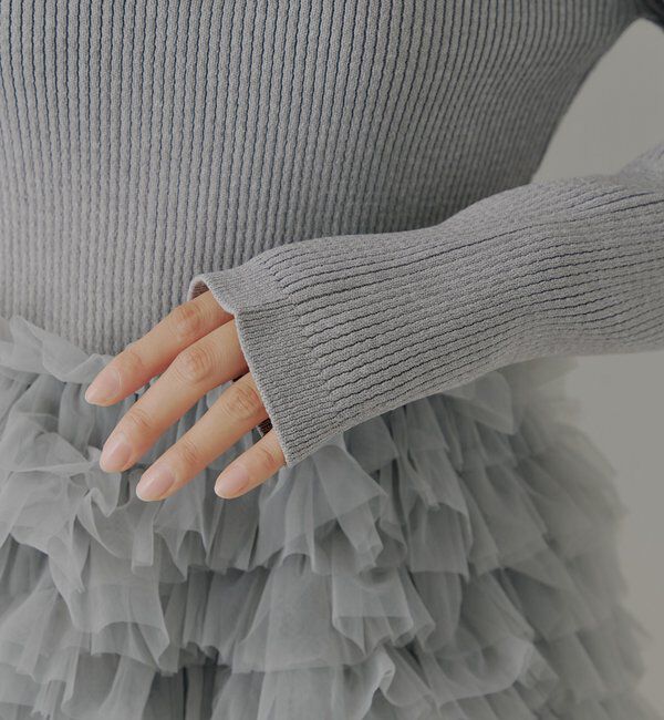  「【SALON by Chico】フリルティアード襟付きミニワンピース」|ワンピース|