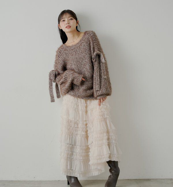  「【SALON by Chico】ボリュームチュールスカート」|スカート|