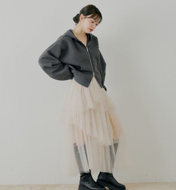  「ランダムチュールフレアスカート」|スカート|
