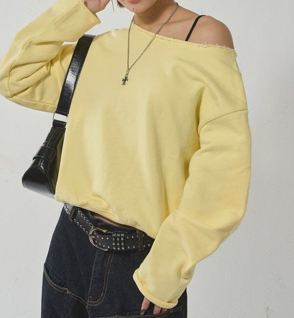  「【WEB限定】オフショルスウェット」|Tシャツ・カットソー|イエロー