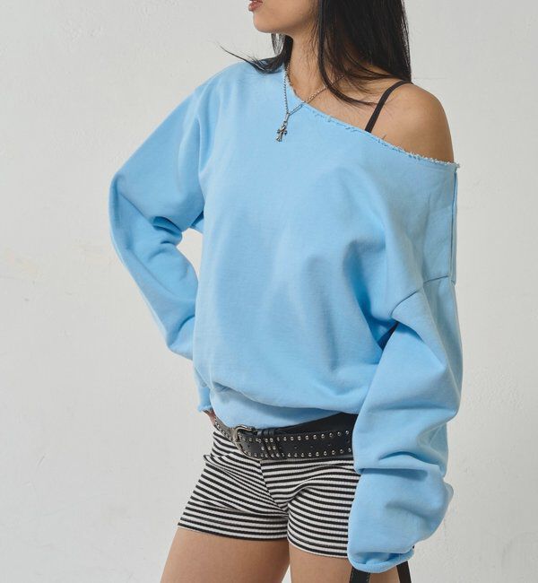  「【WEB限定】オフショルスウェット」|Tシャツ・カットソー|サックスブルー