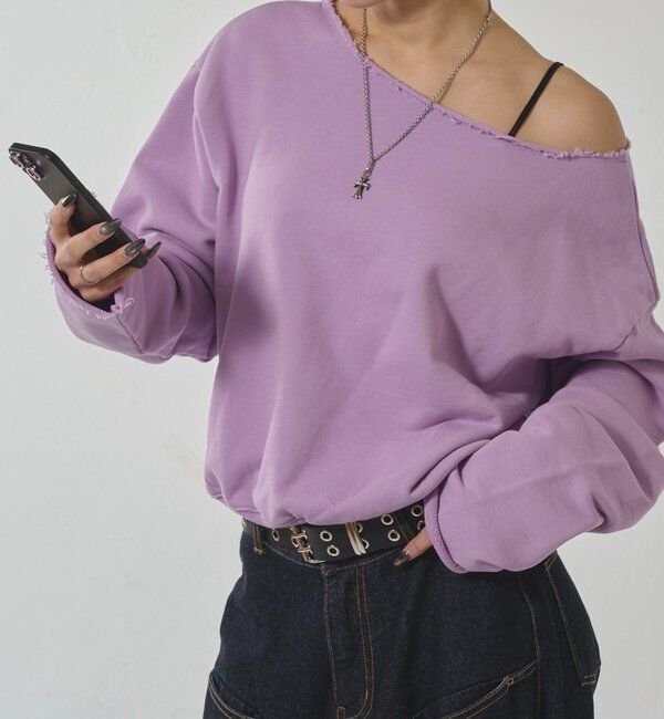  「【WEB限定】オフショルスウェット」|Tシャツ・カットソー|パープル
