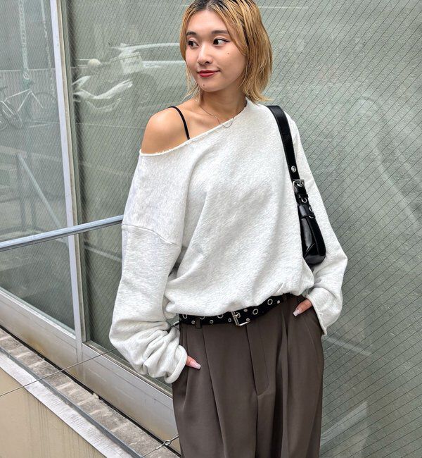  「【WEB限定】オフショルスウェット」|Tシャツ・カットソー|ライトグレー