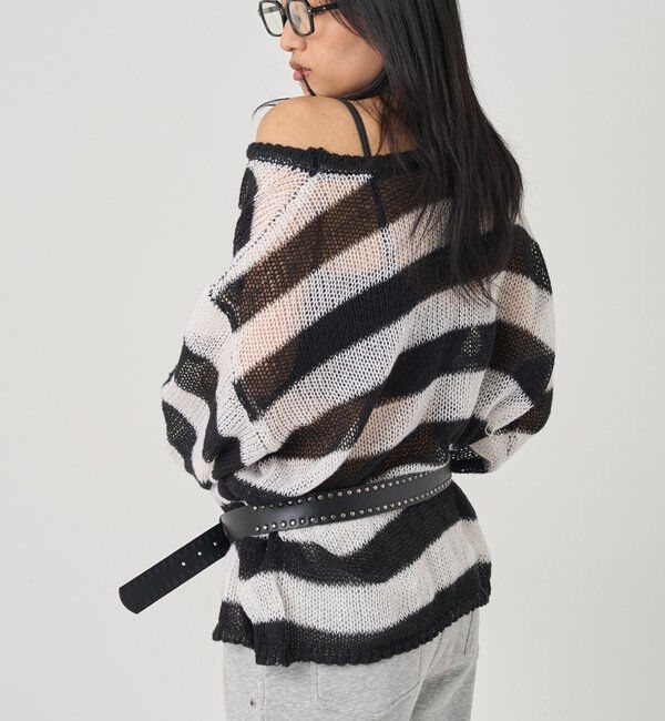  「ワイドボーダーメッシュニット」|ニット・セーター|