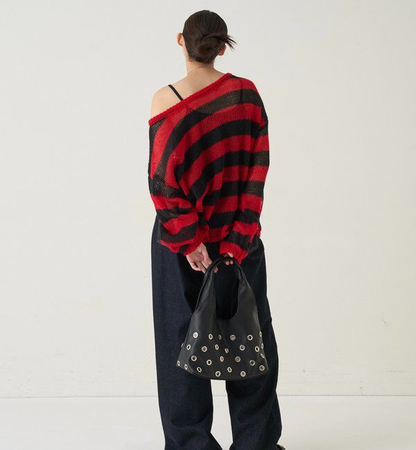  「ワイドボーダーメッシュニット」|ニット・セーター|