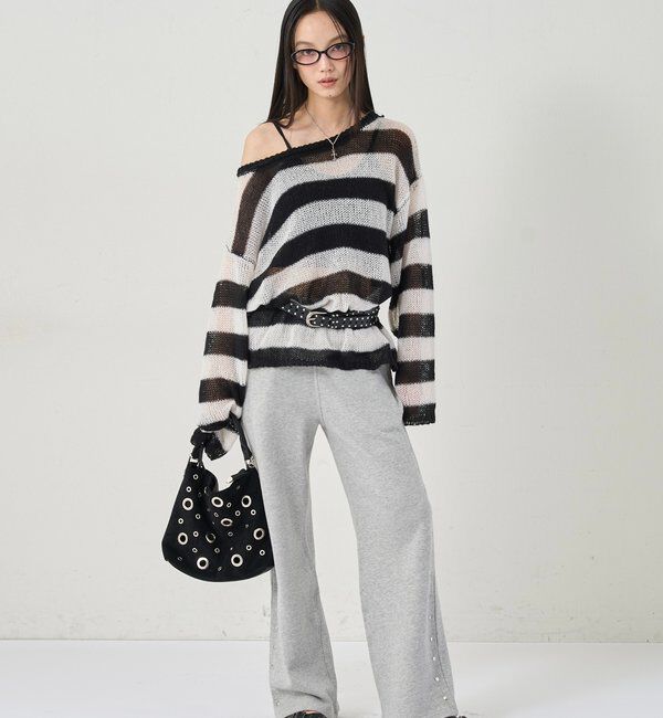  「ワイドボーダーメッシュニット」|ニット・セーター|