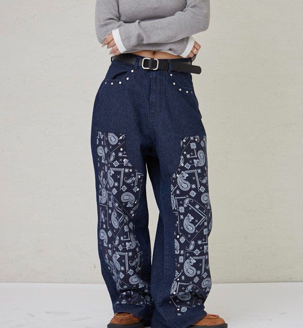  「ペイズリーダブルニーデニム」|デニム|