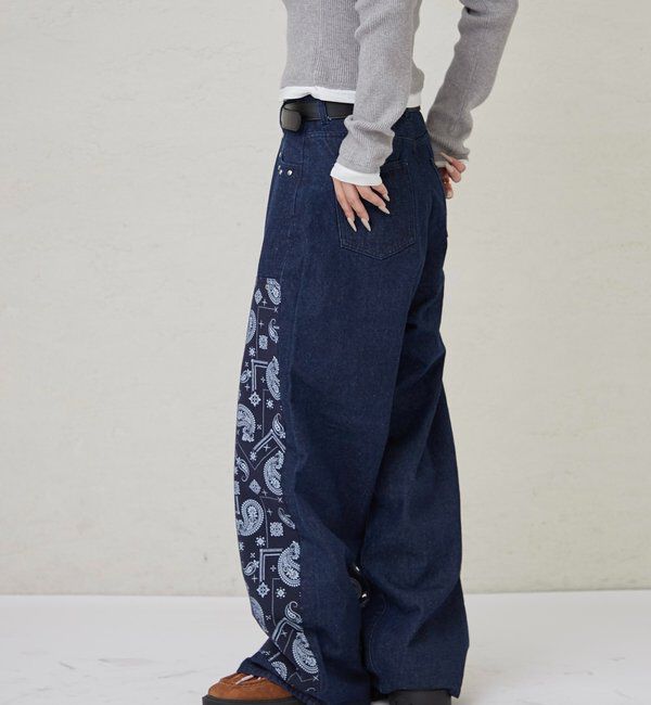  「ペイズリーダブルニーデニム」|デニム|