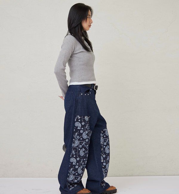  「ペイズリーダブルニーデニム」|デニム|