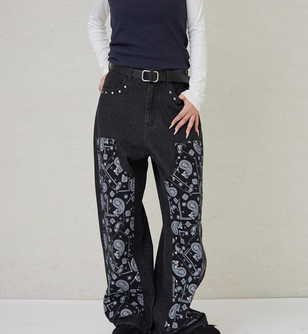  「ペイズリーダブルニーデニム」|デニム|