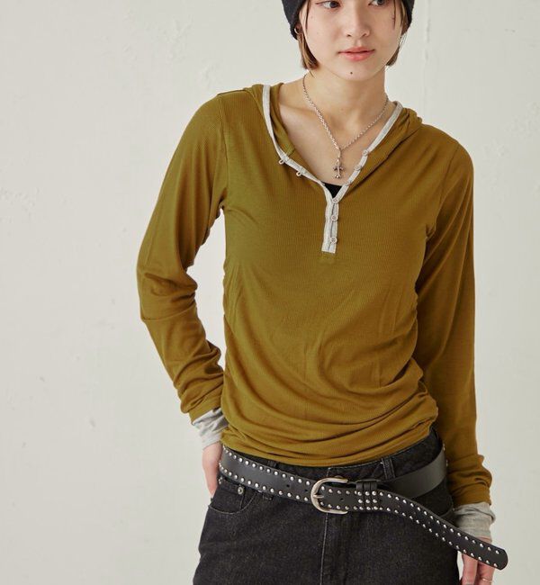  「【WEB限定】バイカラーヘンリーフーディ」|パーカー|