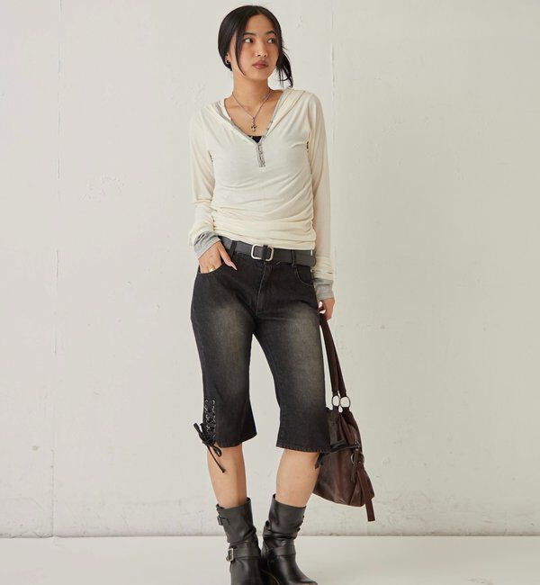  「【WEB限定】バイカラーヘンリーフーディ」|パーカー|