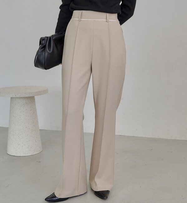  「【低身長サイズあり】ピンタックフレアパンツ」|チノ|