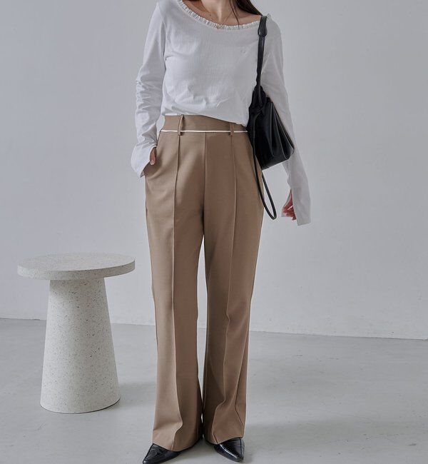  「【低身長サイズあり】ピンタックフレアパンツ」|チノ|