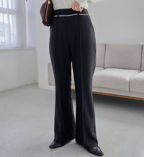  「【低身長サイズあり】ピンタックフレアパンツ」|チノ|