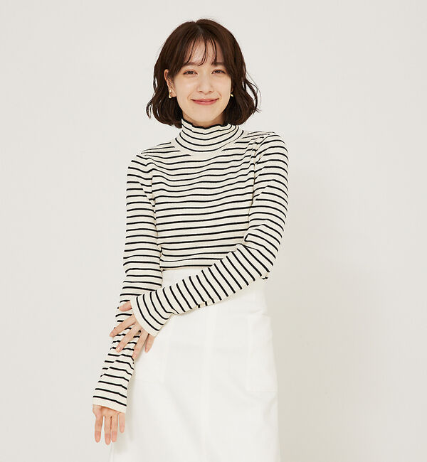 abahouse mavie「ポリエステルリブハイネックプルオーバー」|ニット・セーター|