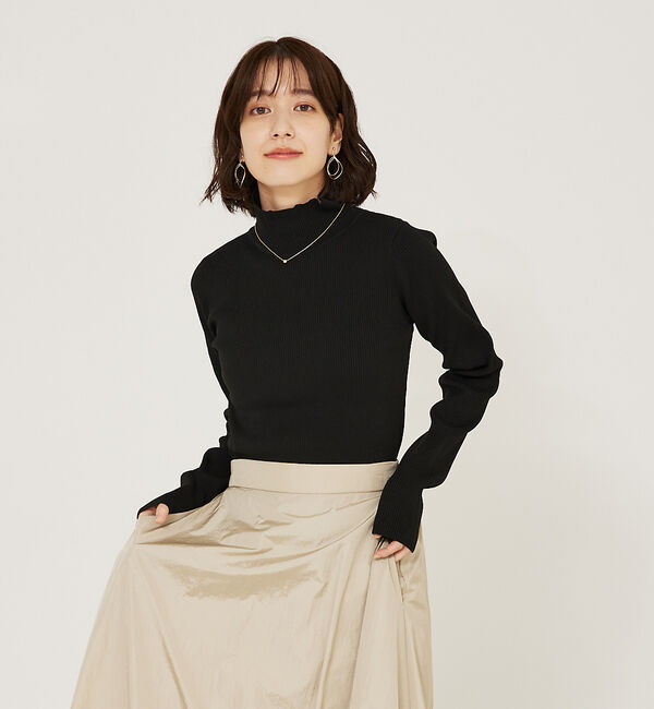 abahouse mavie「ポリエステルリブハイネックプルオーバー」|ニット・セーター|