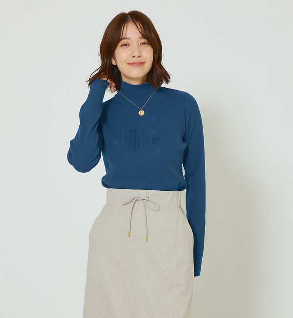 abahouse mavie「ポリエステルリブハイネックプルオーバー」|ニット・セーター|