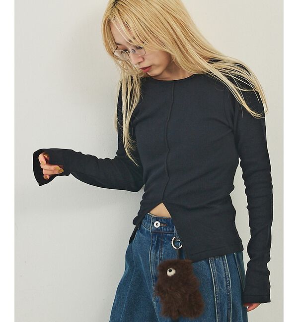 NOMINE「【Robert P. Miller】 パネル リブ スリット ロンT /長袖」|Tシャツ・カットソー|ブラック