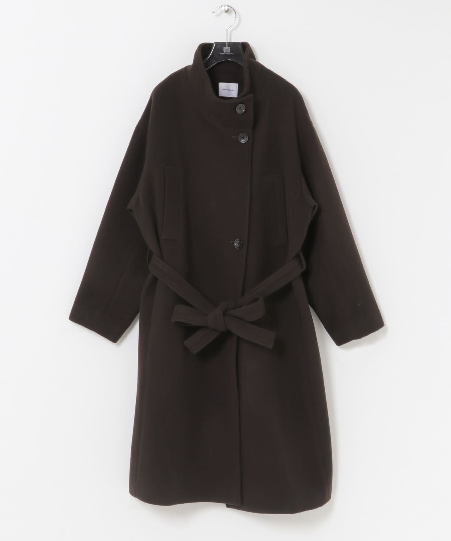 URBAN RESEARCH「スーパー100ウールスタンドカラーコート」|ノーカラーコート|