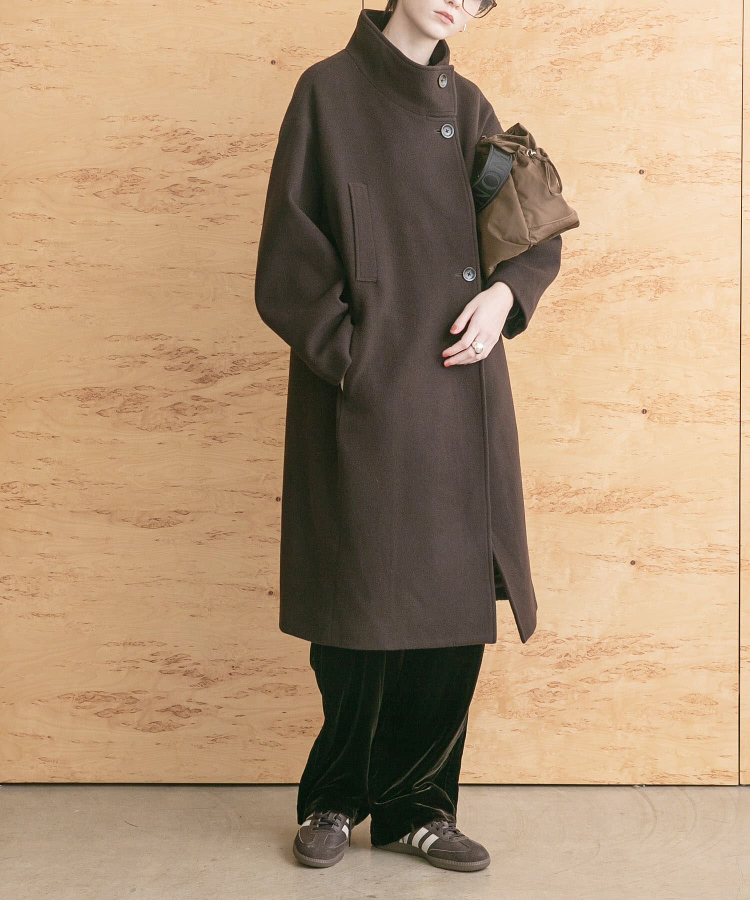 URBAN RESEARCH「スーパー100ウールスタンドカラーコート」|ノーカラーコート|