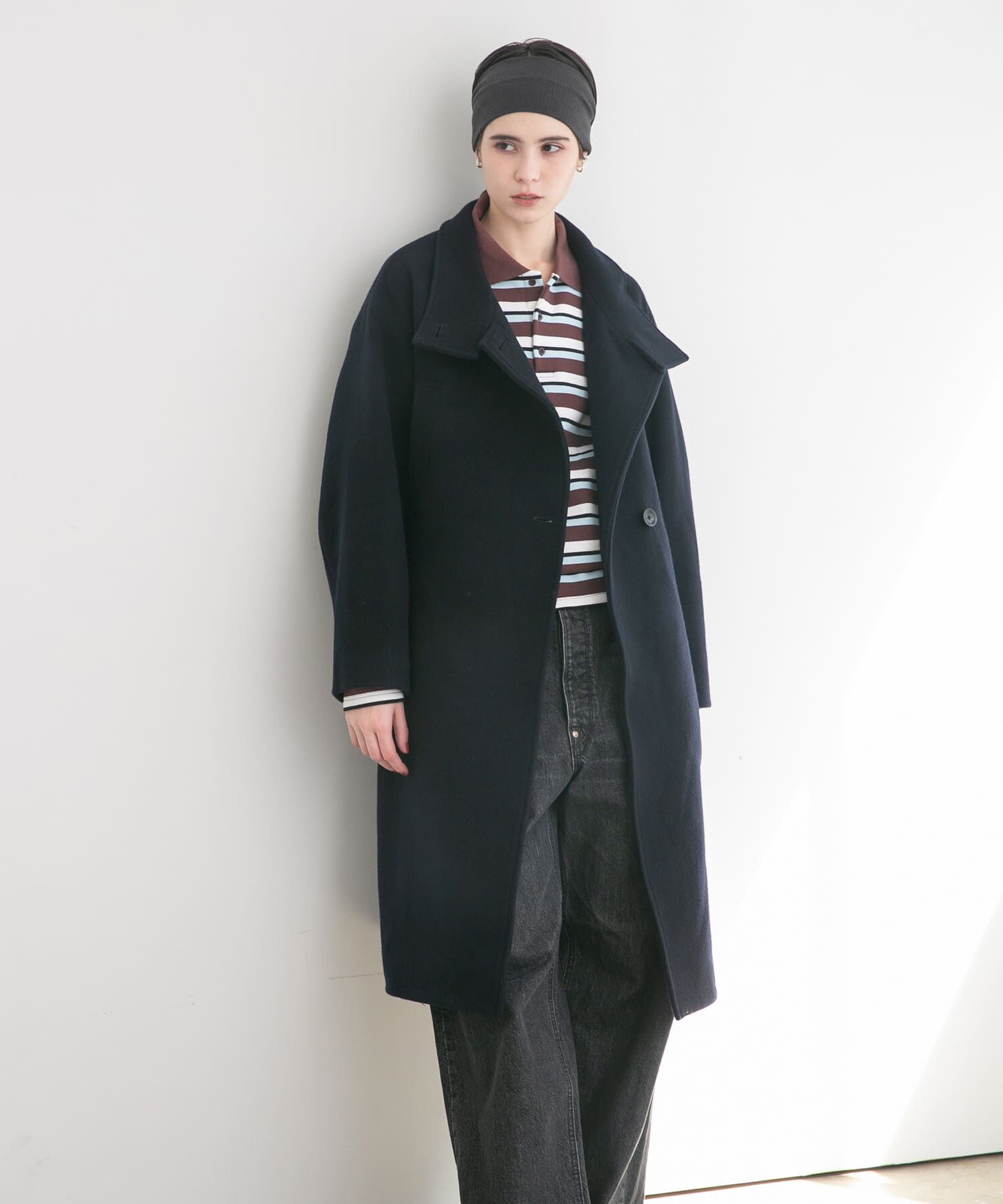 URBAN RESEARCH「スーパー100ウールスタンドカラーコート」|ノーカラーコート|