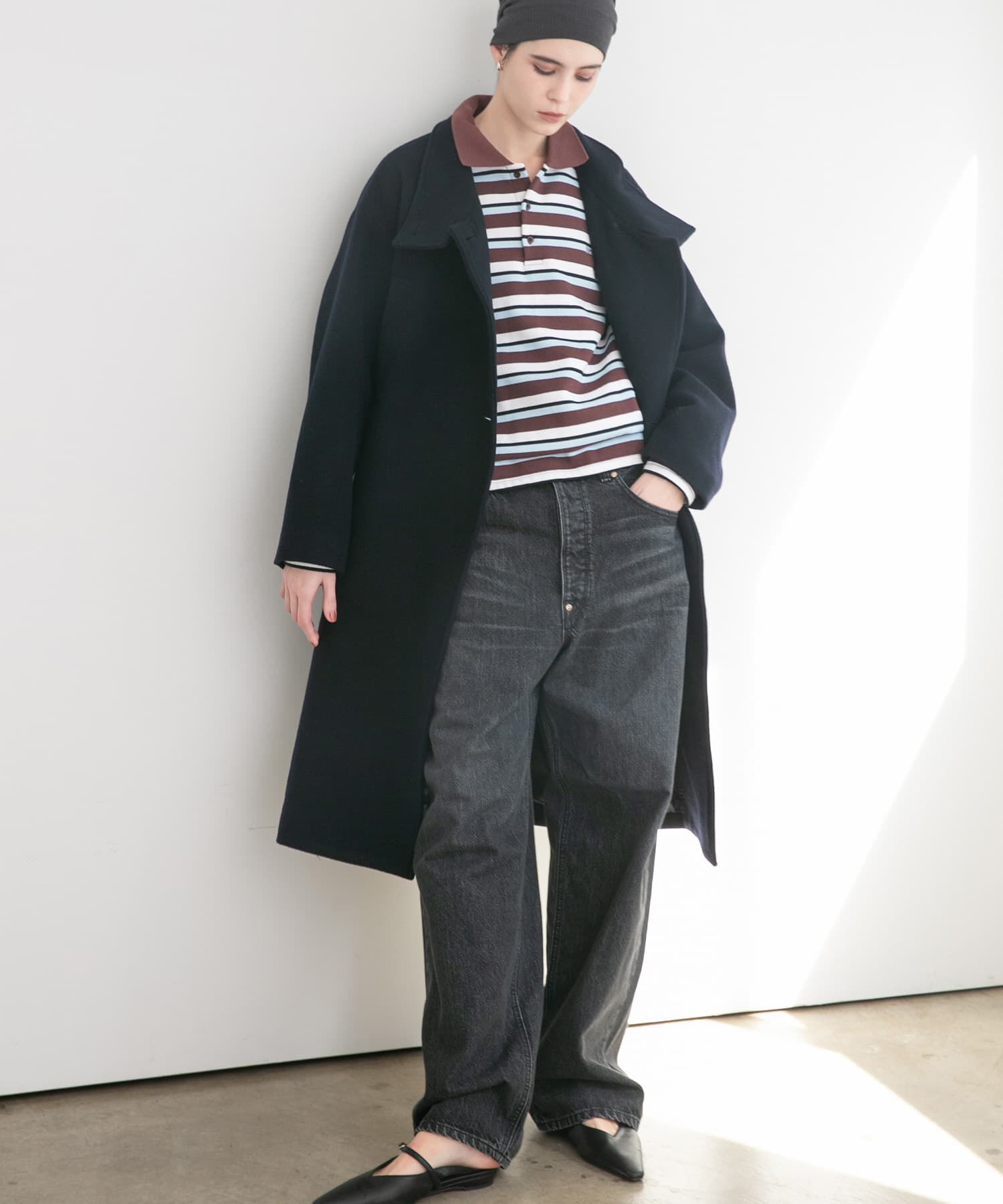 URBAN RESEARCH「スーパー100ウールスタンドカラーコート」|ノーカラーコート|