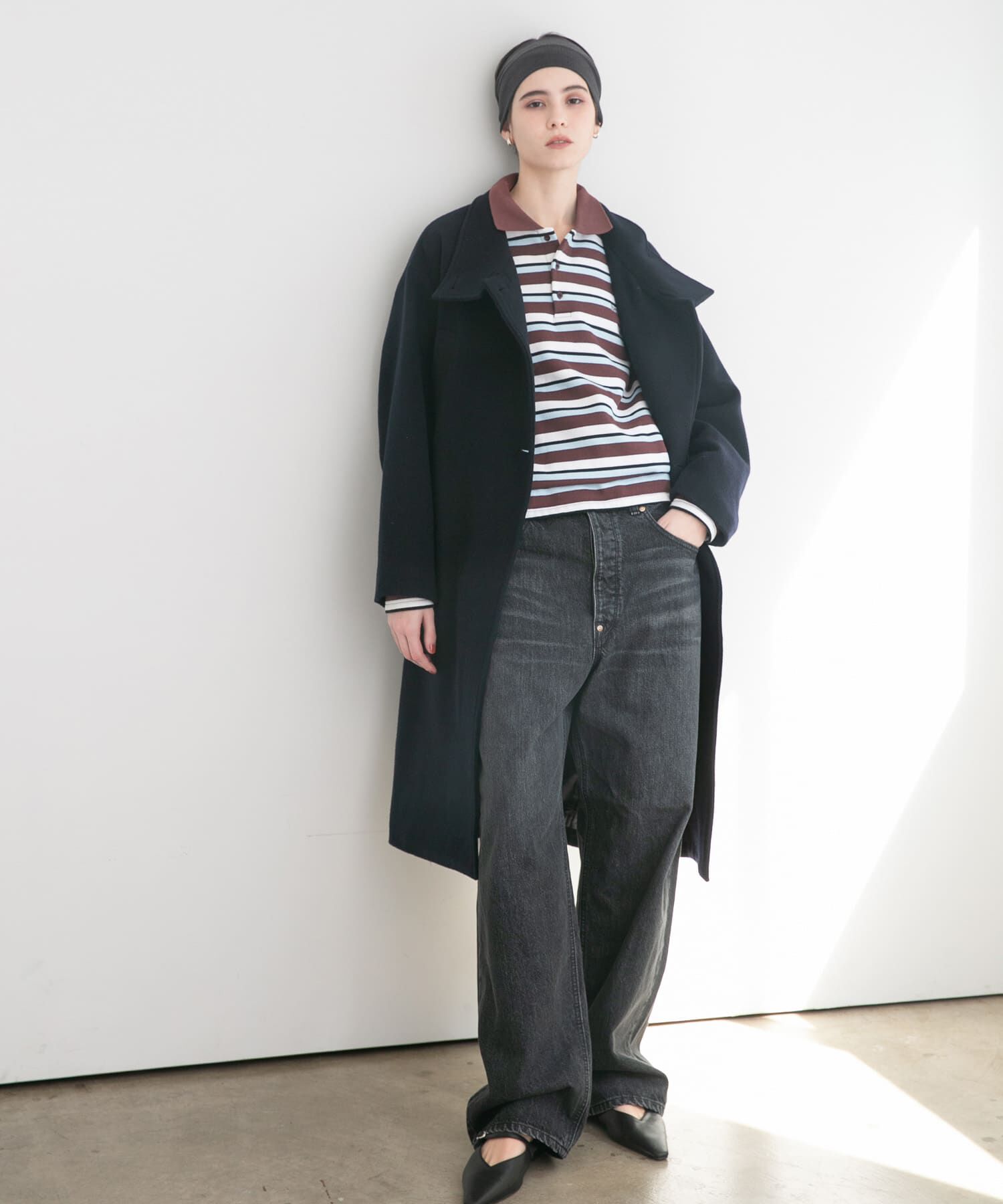 URBAN RESEARCH「スーパー100ウールスタンドカラーコート」|ノーカラーコート|