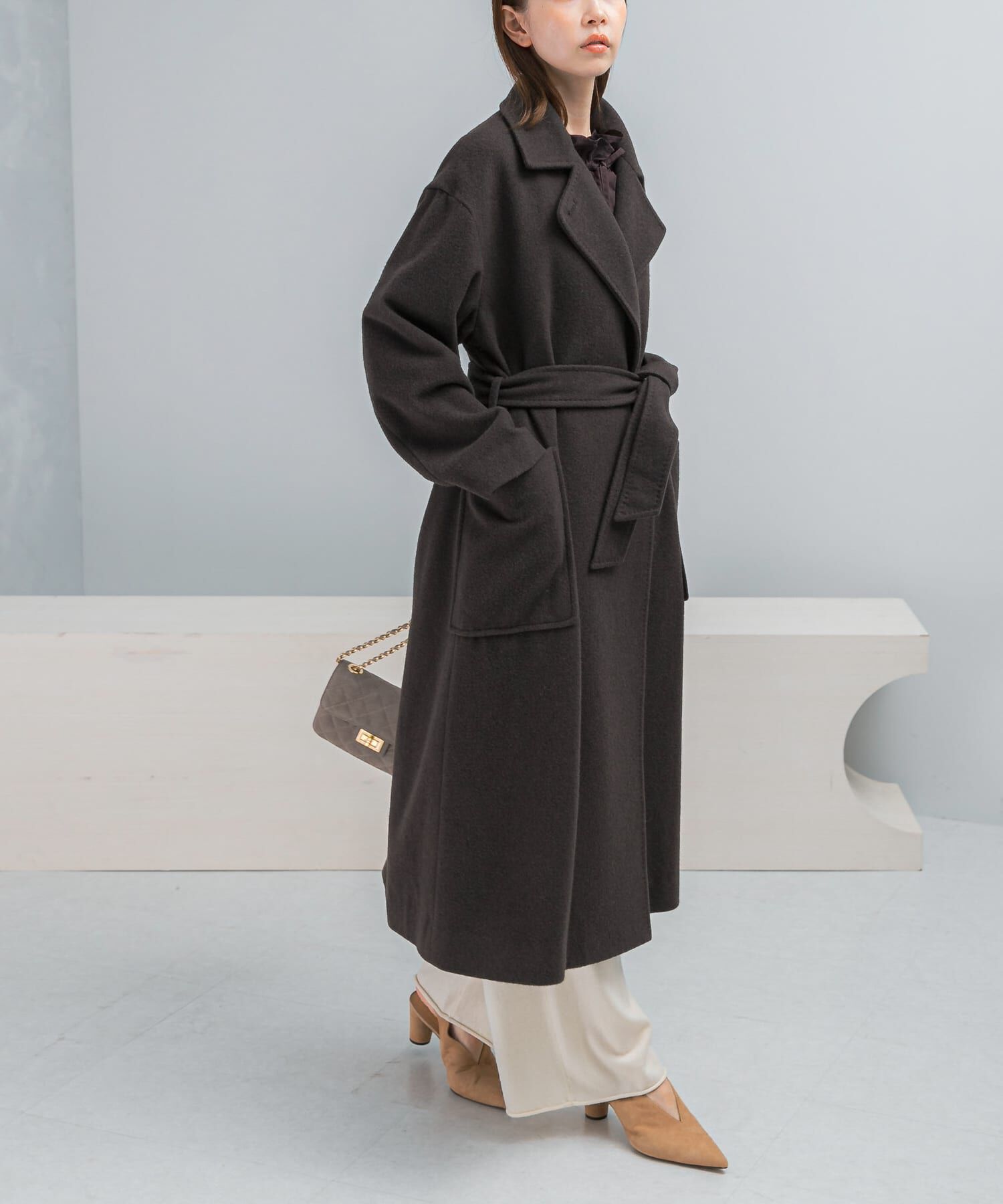 URBAN RESEARCH ROSSO「ウールカシミヤコート」|ノーカラーコート|