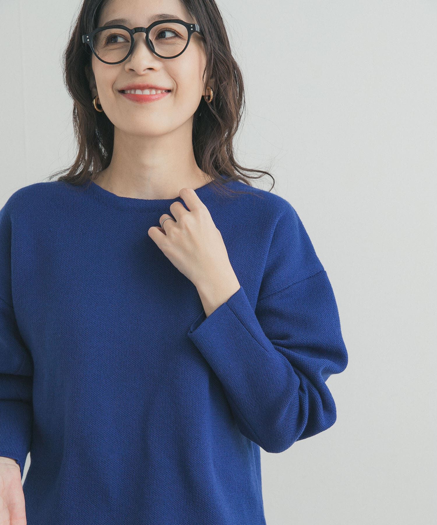 URBAN RESEARCH DOORS「ショート丈コンパクトニット」|ニット・セーター|ロイヤルブルー