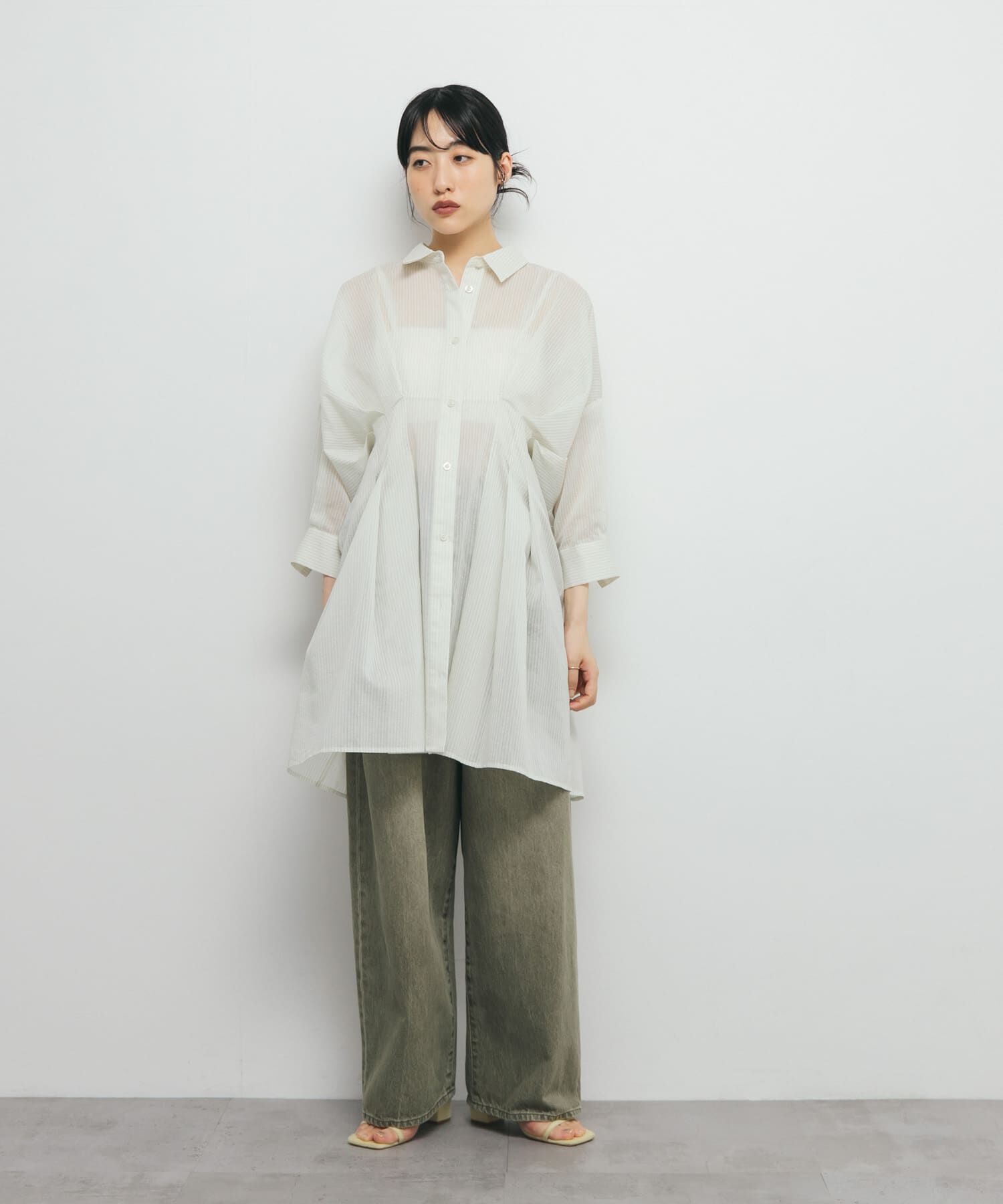  「ウエストタックシアーストライプミニワンピース」|ワンピース|