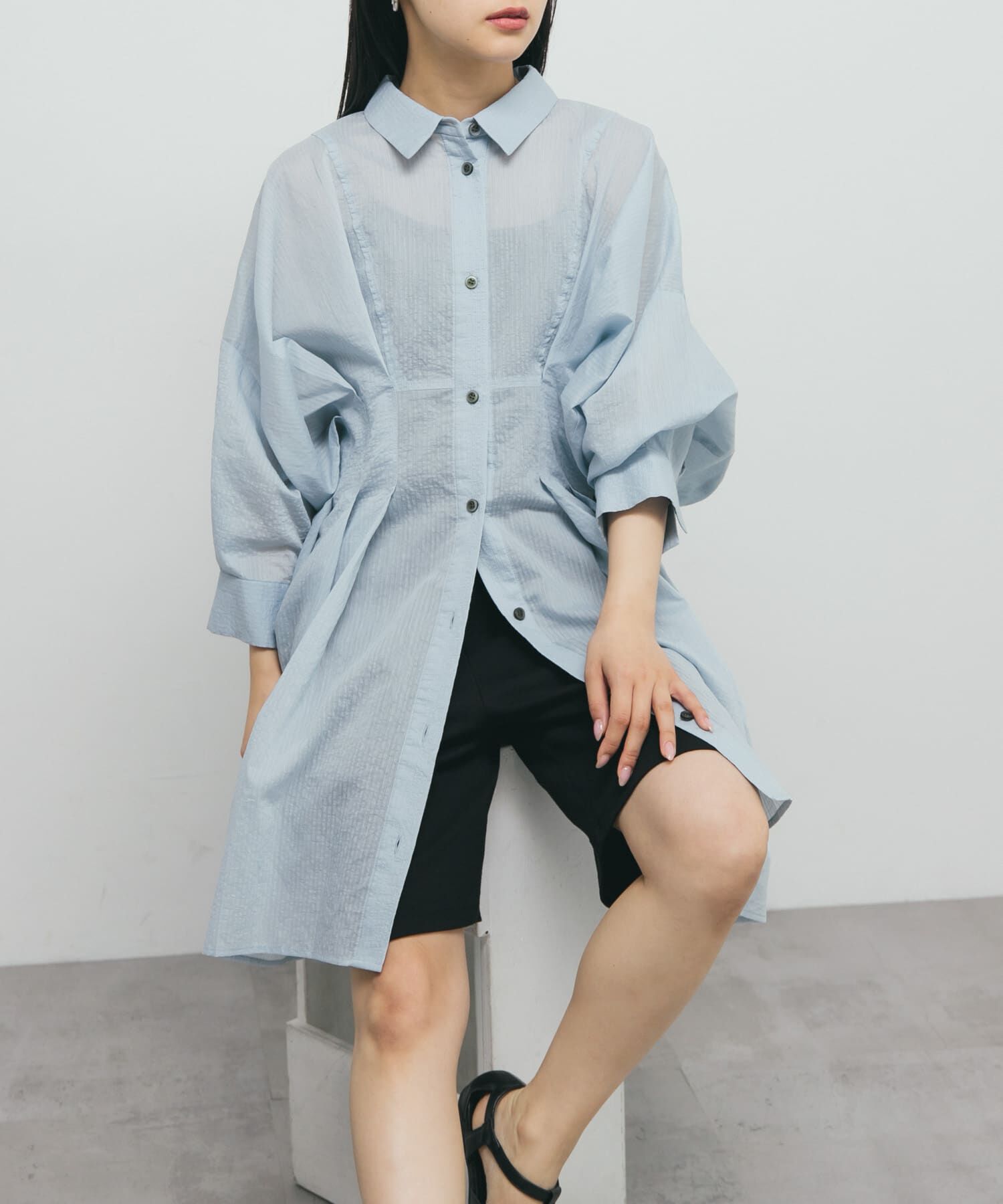  「ウエストタックシアーストライプミニワンピース」|ワンピース|