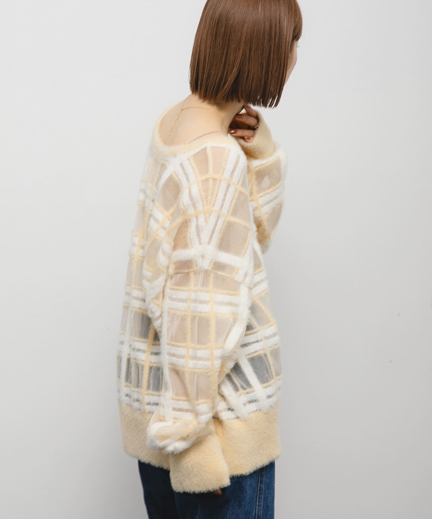  「シアーチェックフェザーニット」|ニット・セーター|