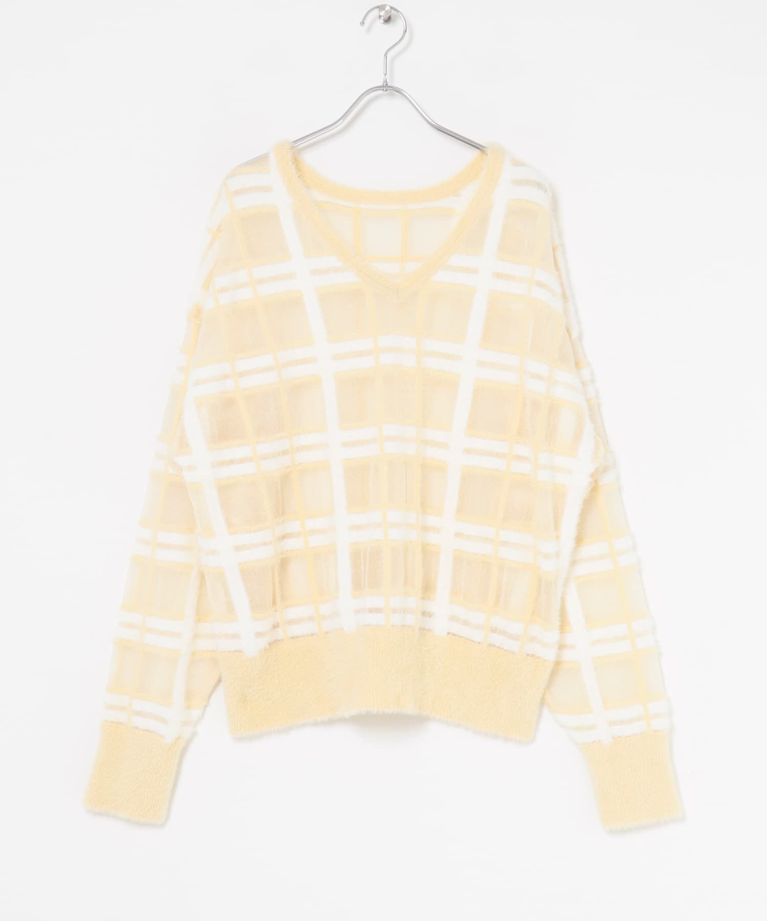  「シアーチェックフェザーニット」|ニット・セーター|