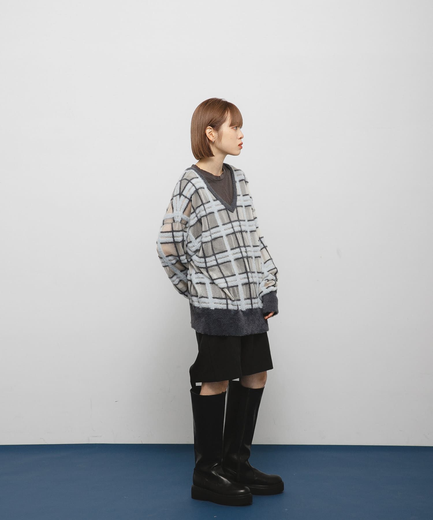  「シアーチェックフェザーニット」|ニット・セーター|