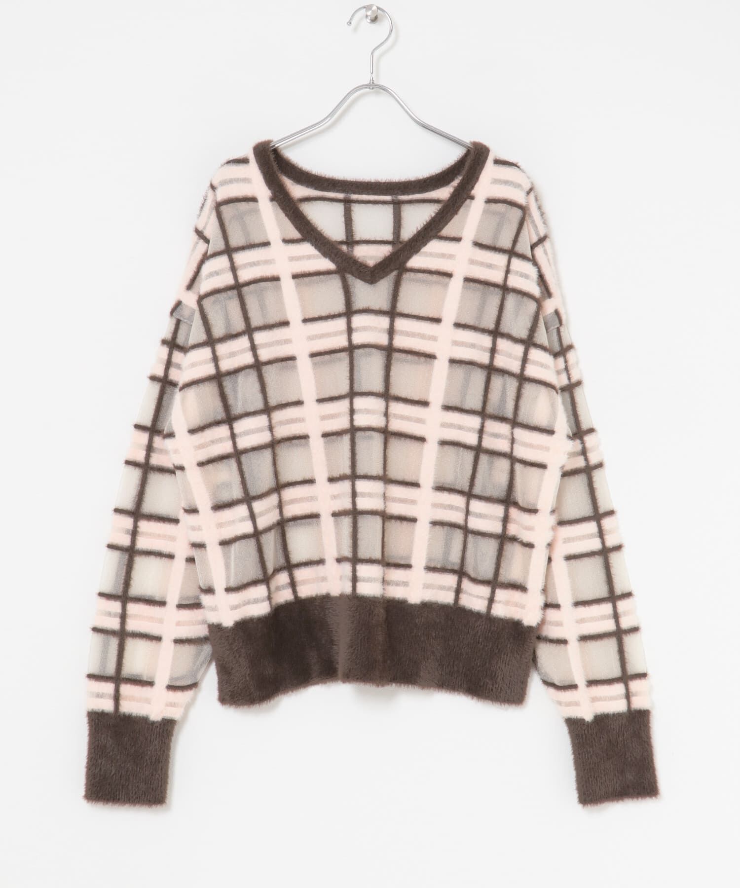  「シアーチェックフェザーニット」|ニット・セーター|