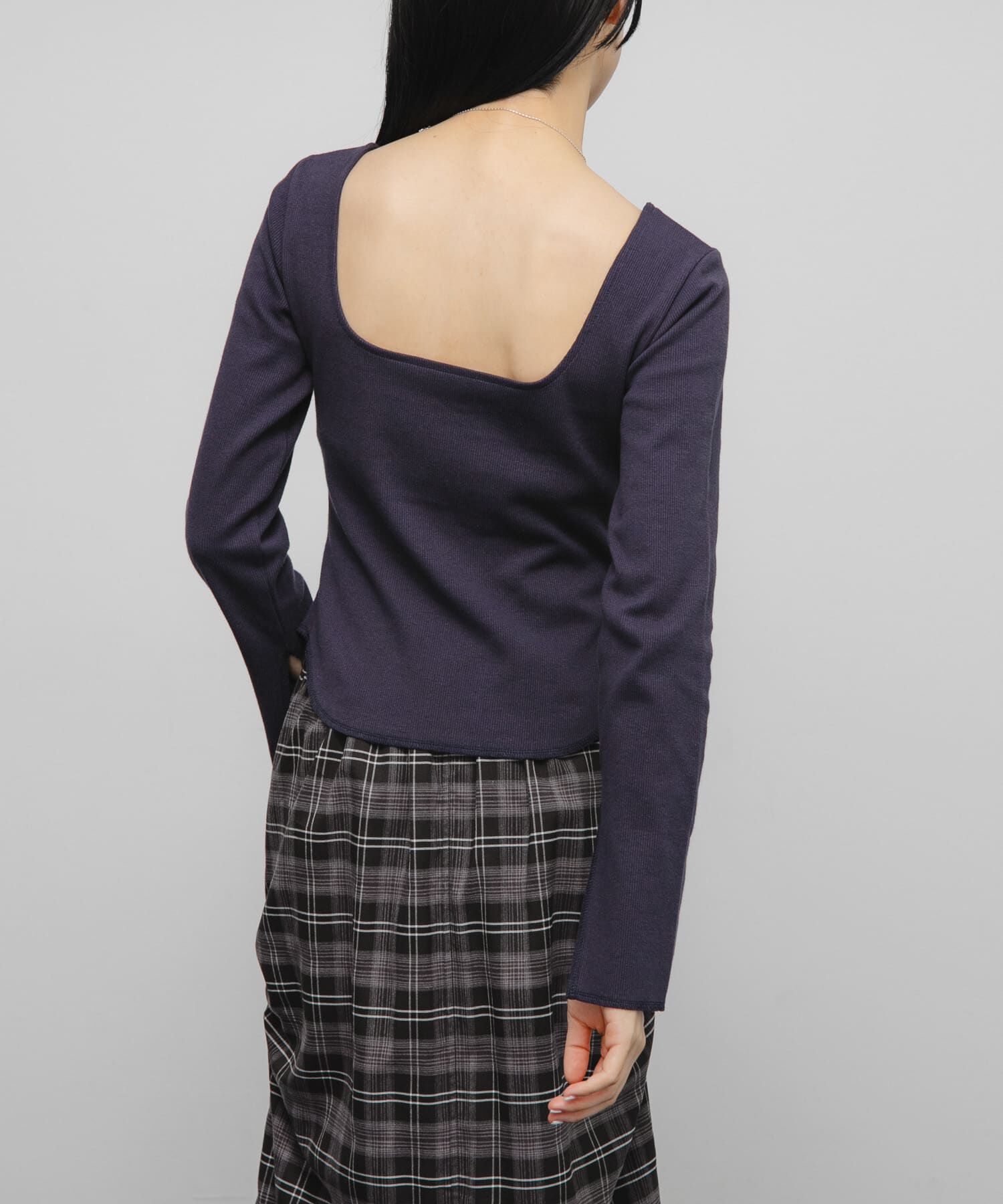  「バックオープンカップ付ロンTEE」|Tシャツ・カットソー|