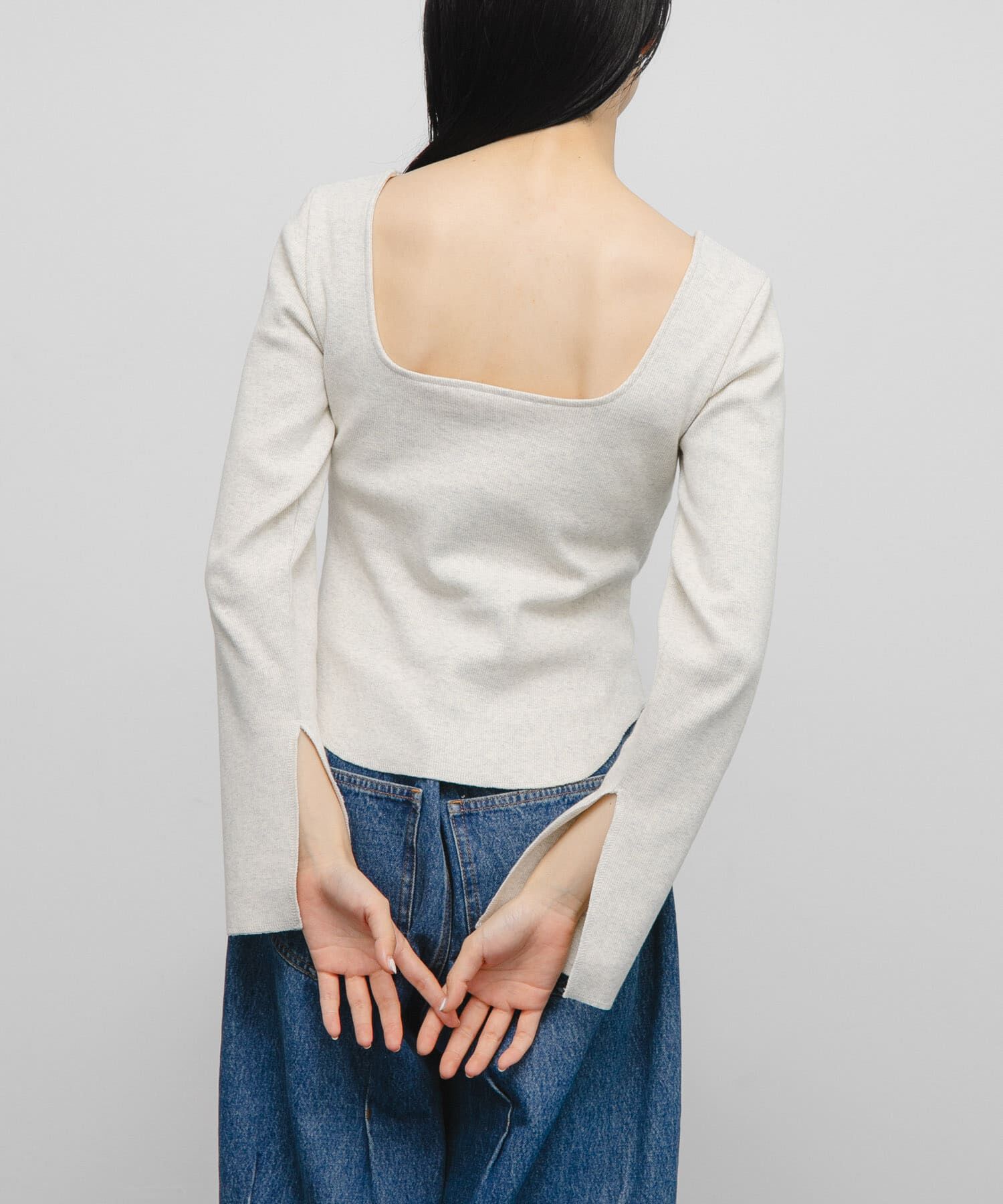  「バックオープンカップ付ロンTEE」|Tシャツ・カットソー|オートミール