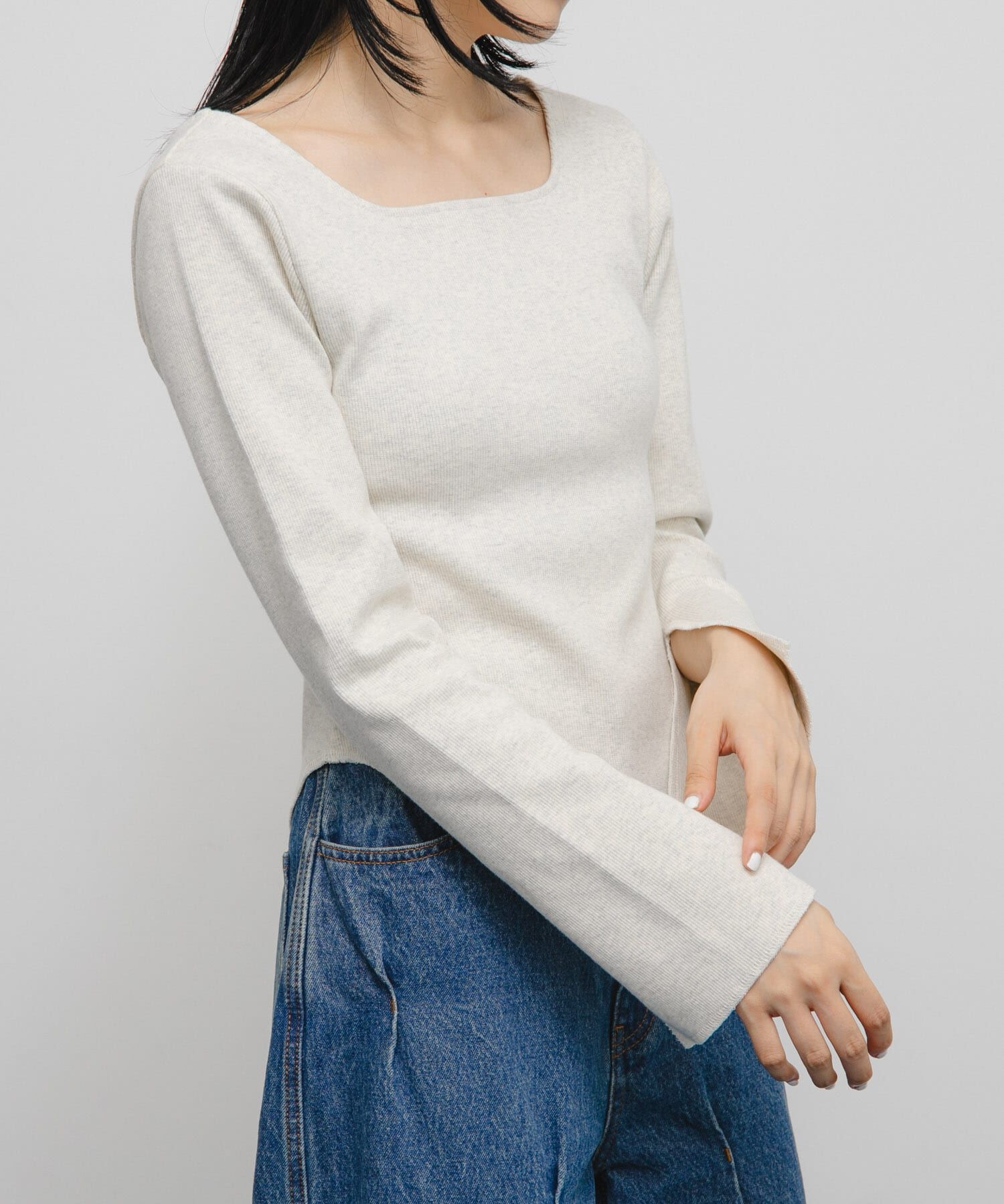  「バックオープンカップ付ロンTEE」|Tシャツ・カットソー|