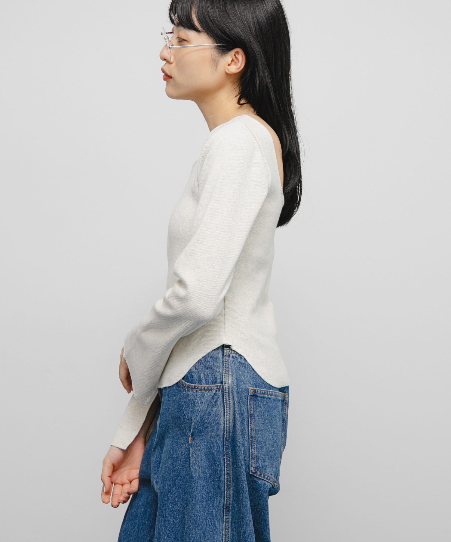  「バックオープンカップ付ロンTEE」|Tシャツ・カットソー|