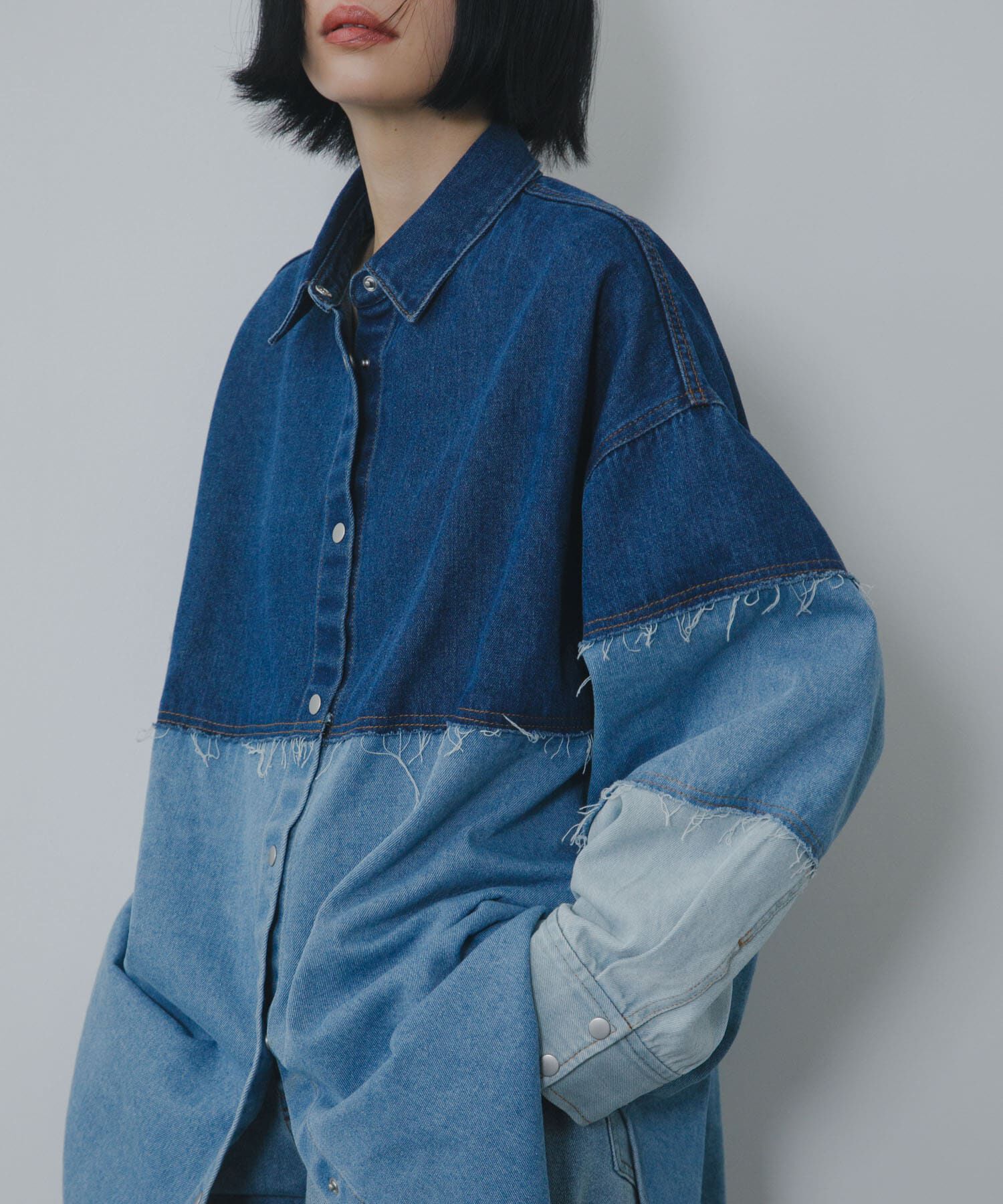  「パッチワークBIGデニムシャツ」|シャツ・ブラウス|